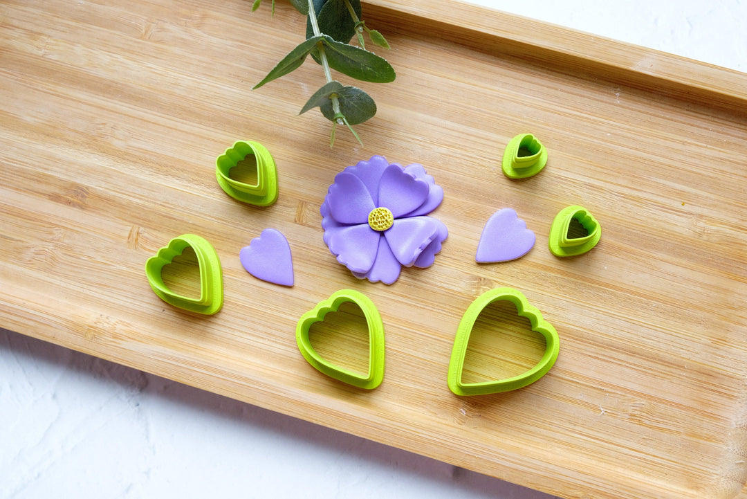 Flower Petal Polymer Clay cutter, Flower Peony Clay cutter, Peony earrings, Daisy earrings, Flower clay cutterset