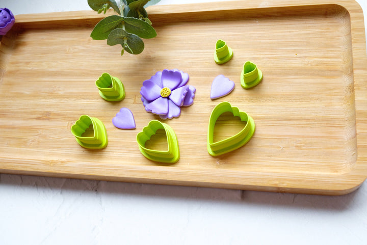 Flower Petal Polymer Clay cutter, Flower Peony Clay cutter, Peony earrings, Daisy earrings, Flower clay cutterset