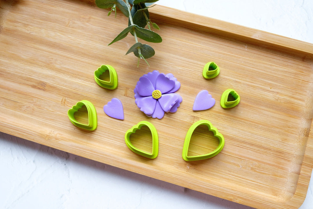 Flower Petal Polymer Clay cutter, Flower Peony Clay cutter, Peony earrings, Daisy earrings, Flower clay cutterset