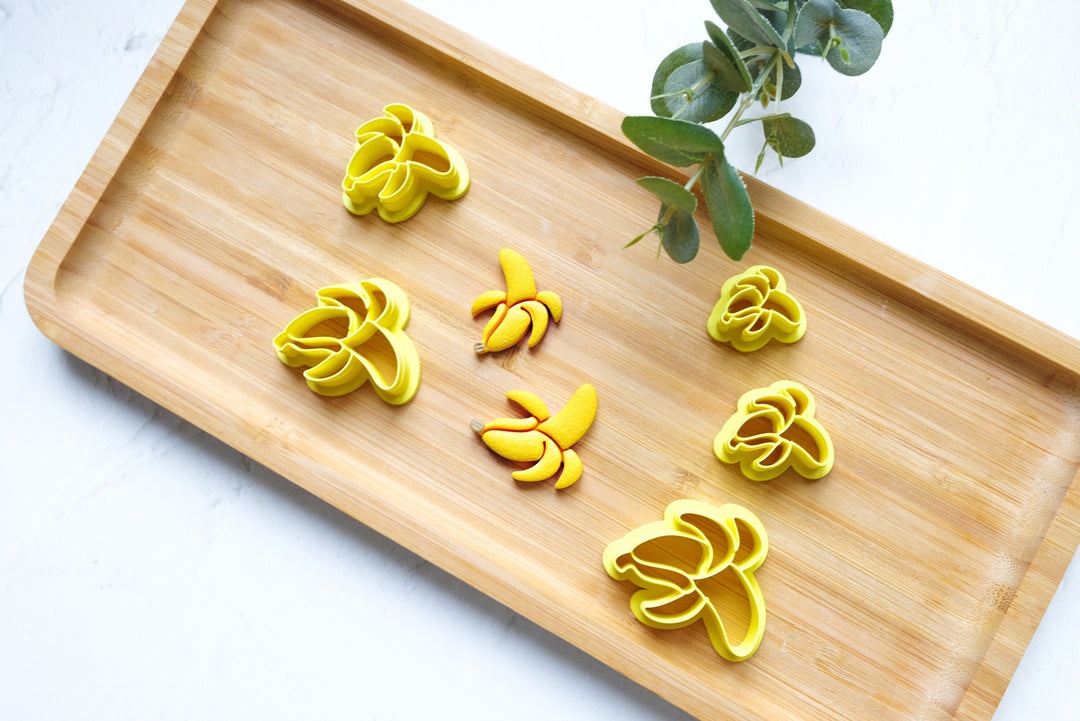 Banana Clay Cutter, Fruit earring cutter, Open Banana Clay Cutter, Summer Clay Cutters, Banana earrings, Polymer clay cutter set