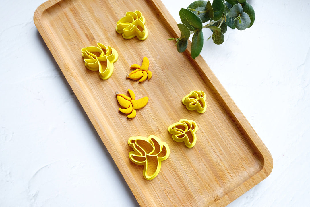 Banana Clay Cutter, Fruit earring cutter, Open Banana Clay Cutter, Summer Clay Cutters, Banana earrings, Polymer clay cutter set