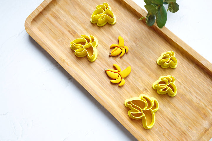 Banana Clay Cutter, Fruit earring cutter, Open Banana Clay Cutter, Summer Clay Cutters, Banana earrings, Polymer clay cutter set