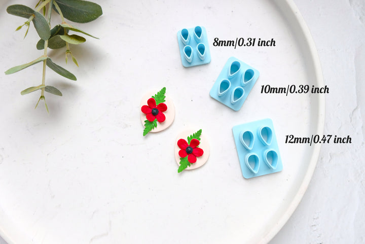 Mini flower leaf polymer clay cutter, Mini drop leaf cutter, Flower earrings, Stud Flower earring, Micro Flower Earring cutter