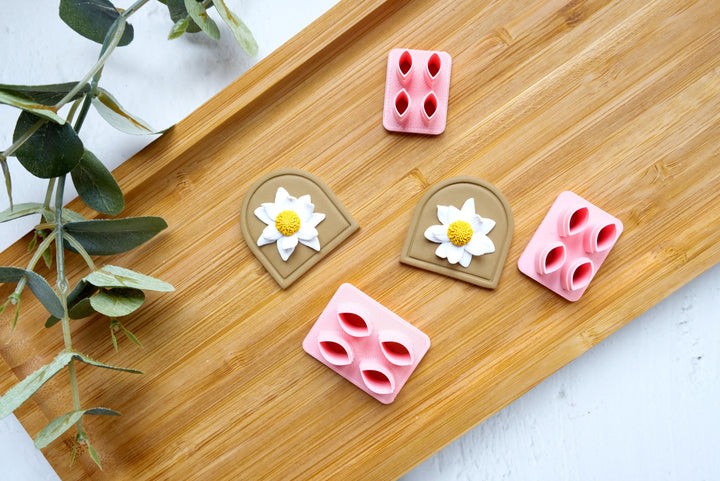 Mini Daisy flower leaf polymer clay cutter, Daisy petal leaf cutter, Daisy earrings, Stud Flower earring, Micro Flower Earring cutter