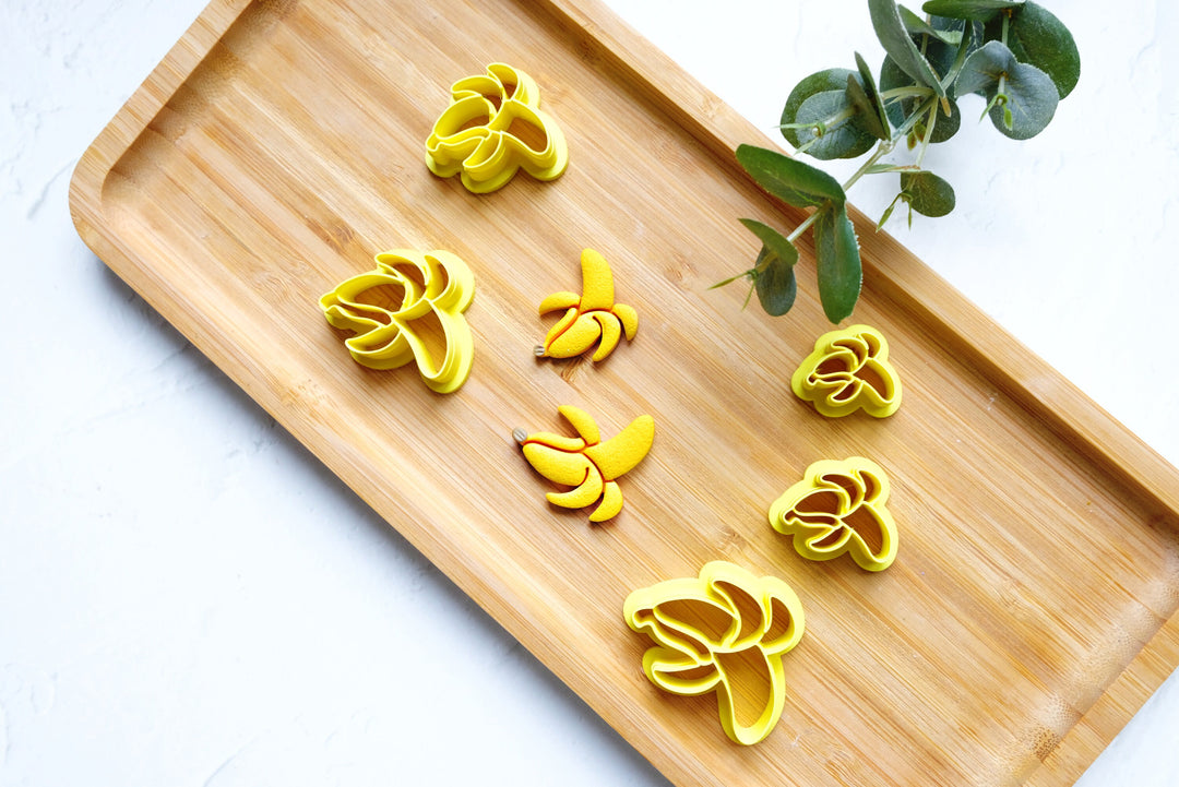 Banana Clay Cutter, Fruit earring cutter, Open Banana Clay Cutter, Summer Clay Cutters, Banana earrings, Polymer clay cutter set