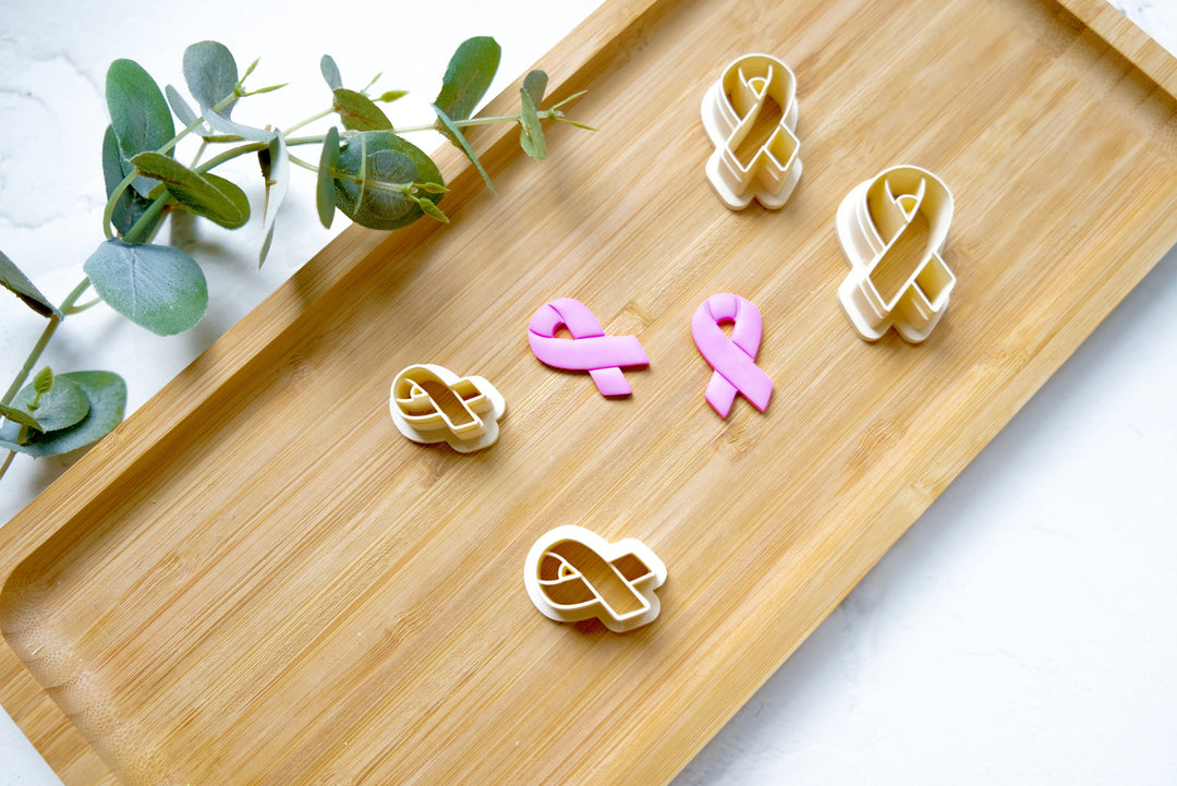 Pink ribbon clay cutter (B), Awareness Ribbon, 3d printed cutters, earring cutters, jewellery cutter, polymer clay tools, clay shape cutters