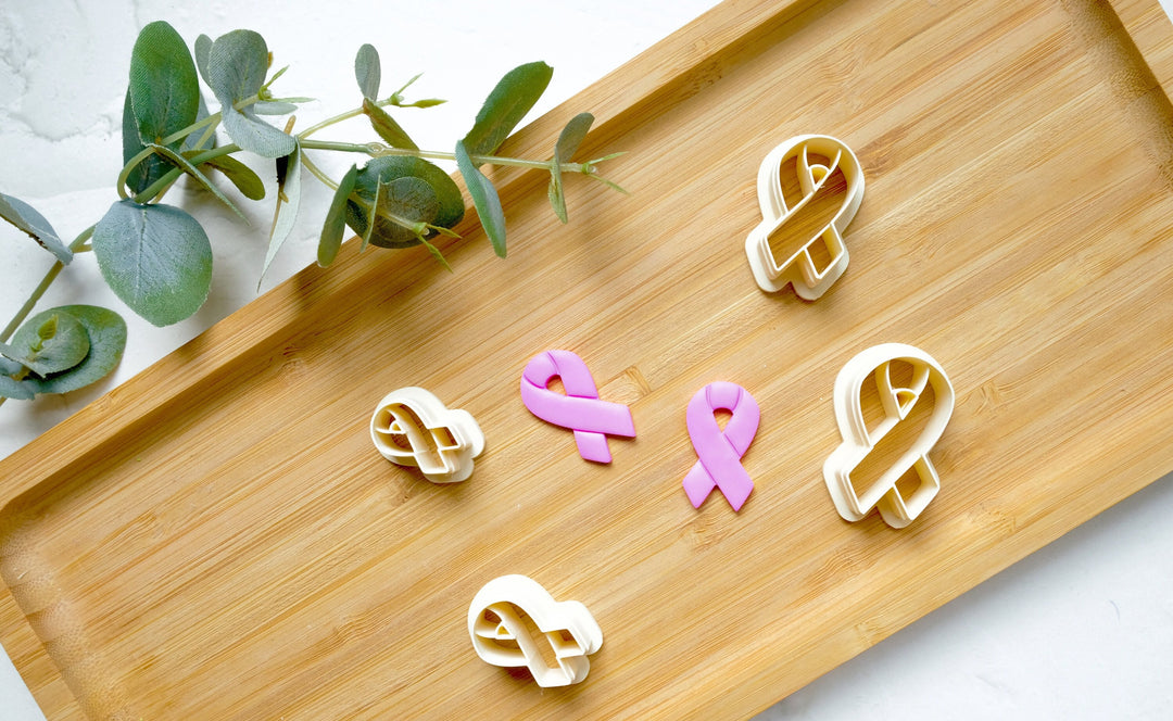 Pink ribbon clay cutter (B), Awareness Ribbon, 3d printed cutters, earring cutters, jewellery cutter, polymer clay tools, clay shape cutters