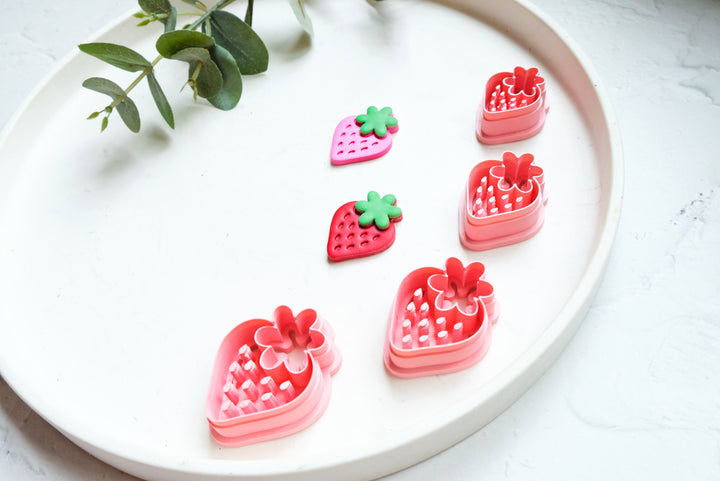 Strawberry clay cutter (B), Berry earring cutter, Summer clay cutter, Summer Clay Cutters, Strawberry earrings, Polymer clay cutter set