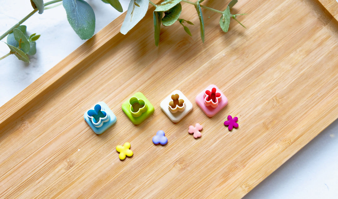 Mini Flower Polymer Clay Cutter set (4pc), Daisy flower cutter, Dandelion earrings, Stud Flower earring, Micro Flower Earring cutter