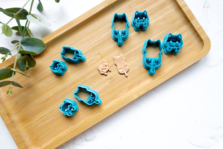 Hanging Cat Polymer Clay Cutter ( 2 pc set), Animal Clay cutter, Polymer clay earring cutter, Cat cutter, Cats stamp, Cookie cutter