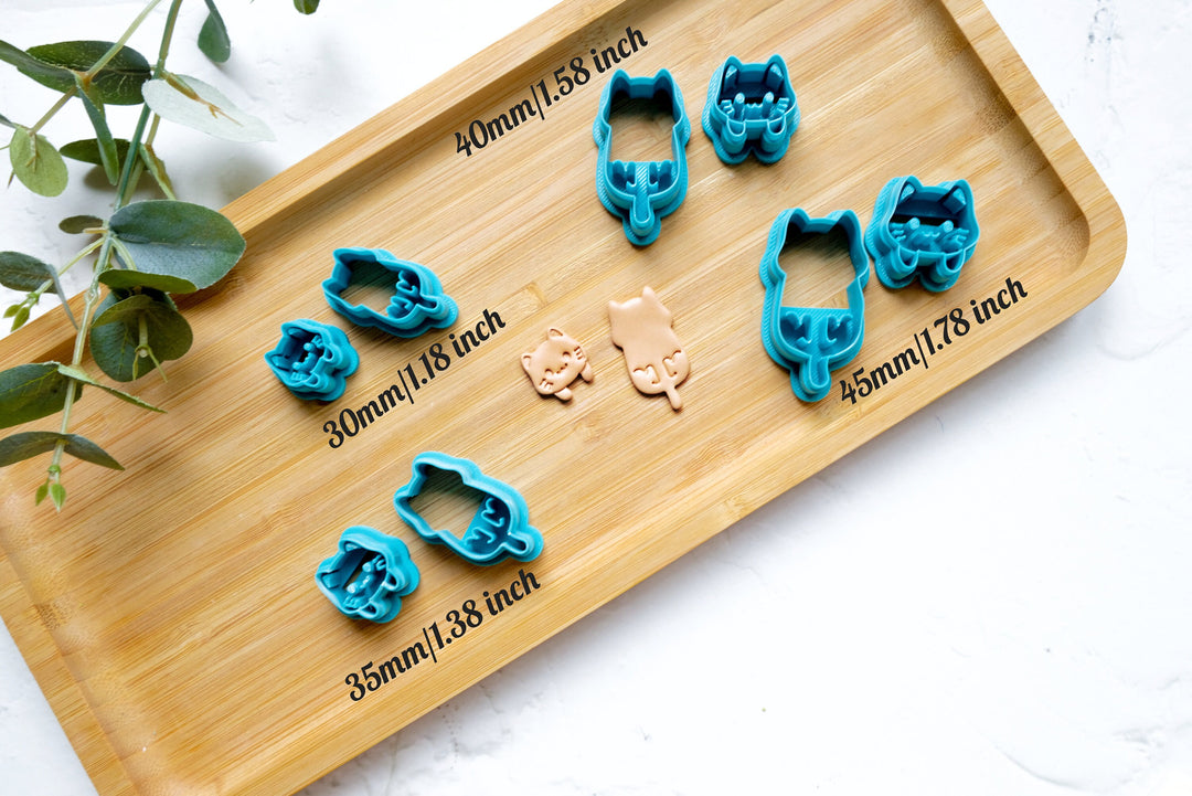 Hanging Cat Polymer Clay Cutter ( 2 pc set), Animal Clay cutter, Polymer clay earring cutter, Cat cutter, Cats stamp, Cookie cutter