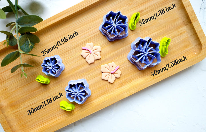 Hibiscus Flower Polymer Clay Cutter, Hawaii Flower Polymer Clay Cutters, Flower cutter, Flower earring making set, Clay flower cutter set