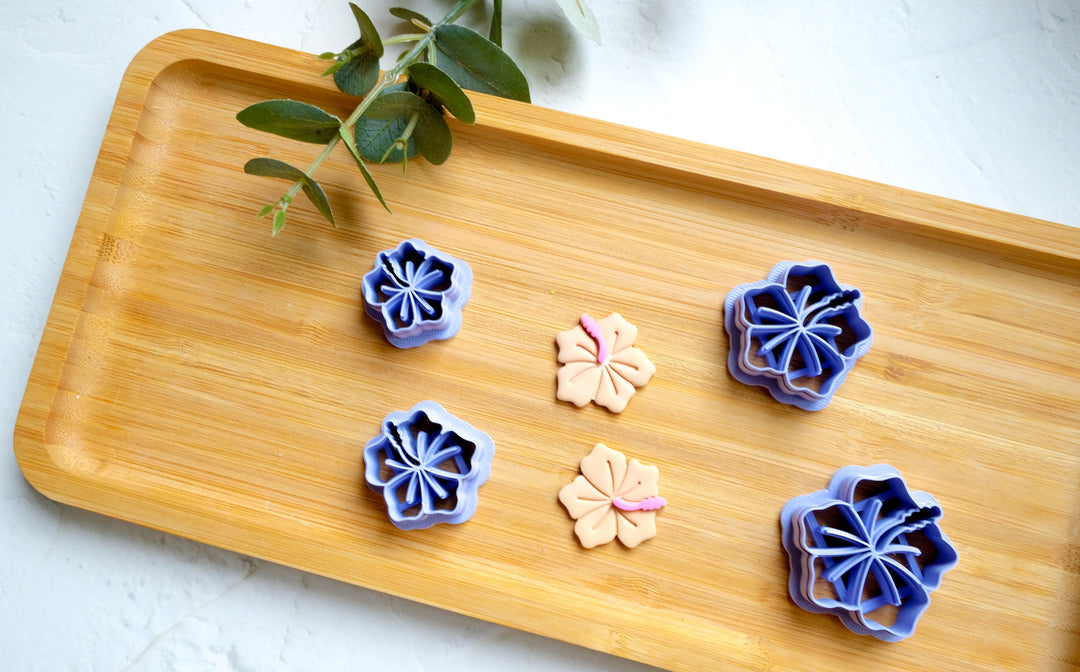 Hibiscus Flower Polymer Clay Cutter, Hawaii Flower Polymer Clay Cutters, Flower cutter, Flower earring making set, Clay flower cutter set