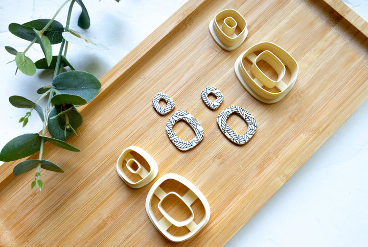 Organic geometric Polymer Clay Cutter set (4 pc), Circle Clay earring Cutter, Geometric cutter, Rhombus clay cutter, Earring making tool