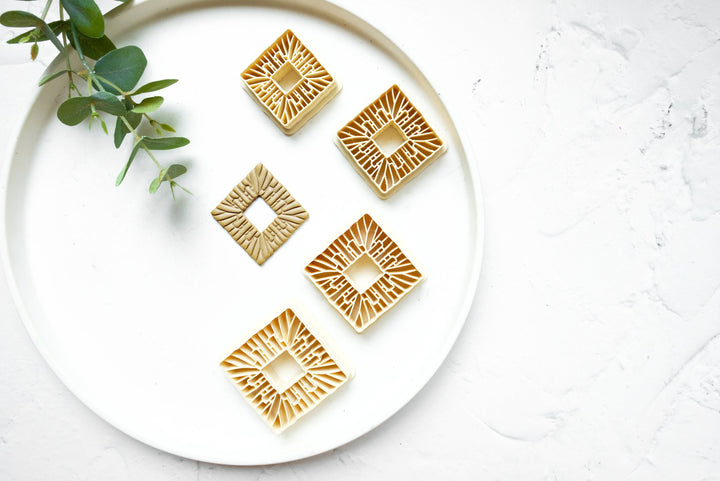 Rattan Square Polymer Clay Cutter, Rattan Geometric Clay earring Cutter, Geometric cutter, Square clay cutter, Earring making tool