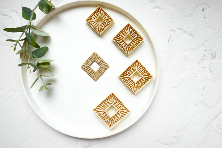 Rattan Square Polymer Clay Cutter, Rattan Geometric Clay earring Cutter, Geometric cutter, Square clay cutter, Earring making tool