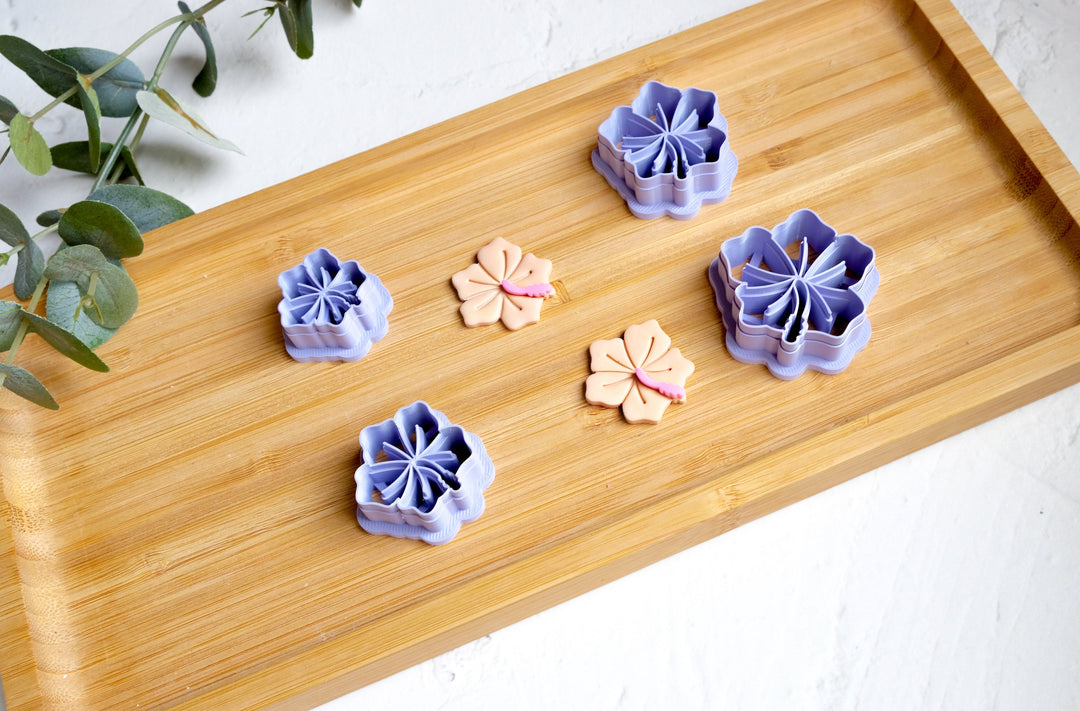 Hibiscus Flower Polymer Clay Cutter, Hawaii Flower Polymer Clay Cutters, Flower cutter, Flower earring making set, Clay flower cutter set