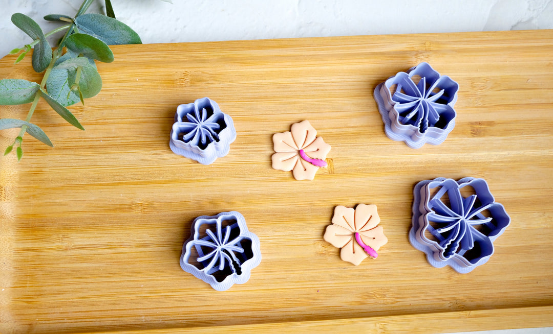 Hibiscus Flower Polymer Clay Cutter, Hawaii Flower Polymer Clay Cutters, Flower cutter, Flower earring making set, Clay flower cutter set