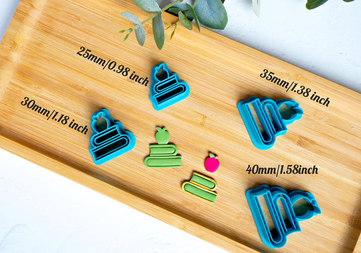 Books with Apple Polymer clay Cutter, Back to School Polymer Clay earring cutter, Earring Polymer Clay cutter, Polymer clay tool