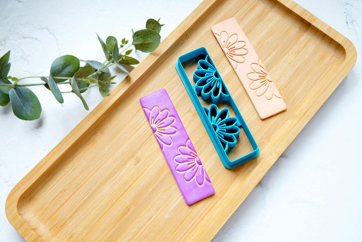 Flower Bookmark Polymer Clay Cutter, Polymer Clay Cutter, Rectangle shape cutters, Sunflower Bookmark Clay Cutter