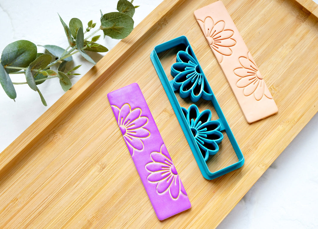 Flower Bookmark Polymer Clay Cutter, Polymer Clay Cutter, Rectangle shape cutters, Sunflower Bookmark Clay Cutter