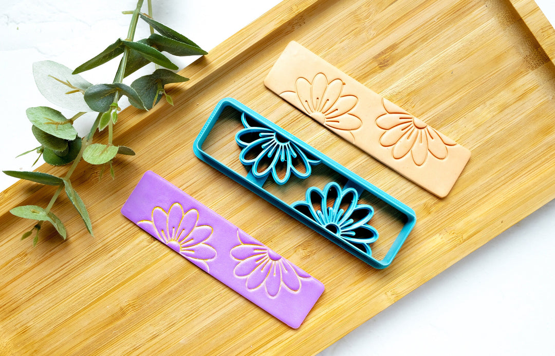 Flower Bookmark Polymer Clay Cutter, Polymer Clay Cutter, Rectangle shape cutters, Sunflower Bookmark Clay Cutter