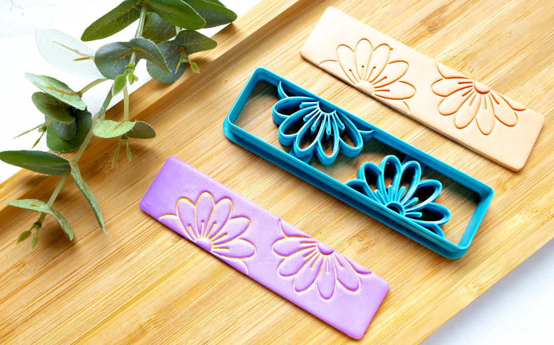 Flower Bookmark Polymer Clay Cutter, Polymer Clay Cutter, Rectangle shape cutters, Sunflower Bookmark Clay Cutter