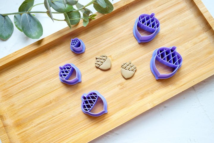 Acorn clay cutter cutter, Autumn polymer clay cutter, Fall Polymer Clay Cutter, Scallop clay cutter, Nature Earring cutter