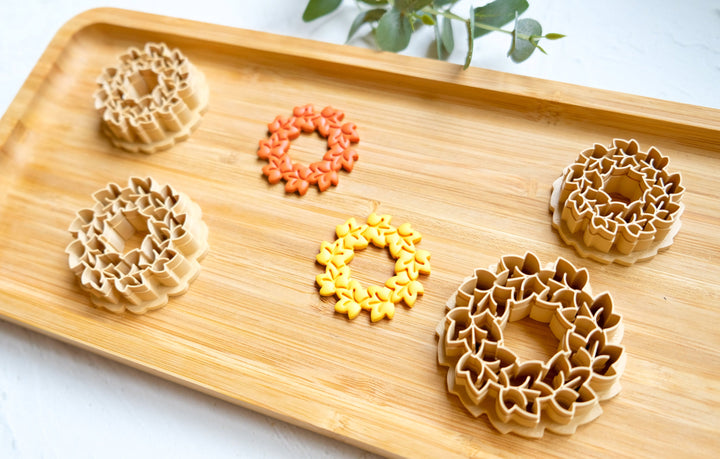 Maple Wreath Clay cutter, Fall Wreath Clay Cutter, Maple earrings, Scallop Fall Wreath clay cutter