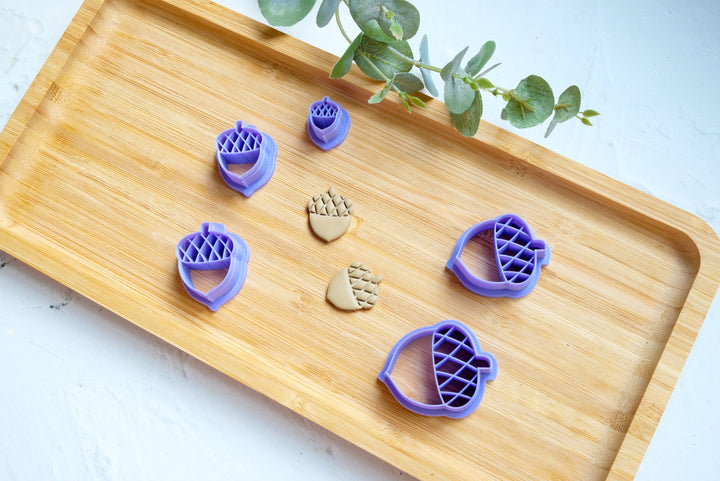 Acorn clay cutter cutter, Autumn polymer clay cutter, Fall Polymer Clay Cutter, Scallop clay cutter, Nature Earring cutter