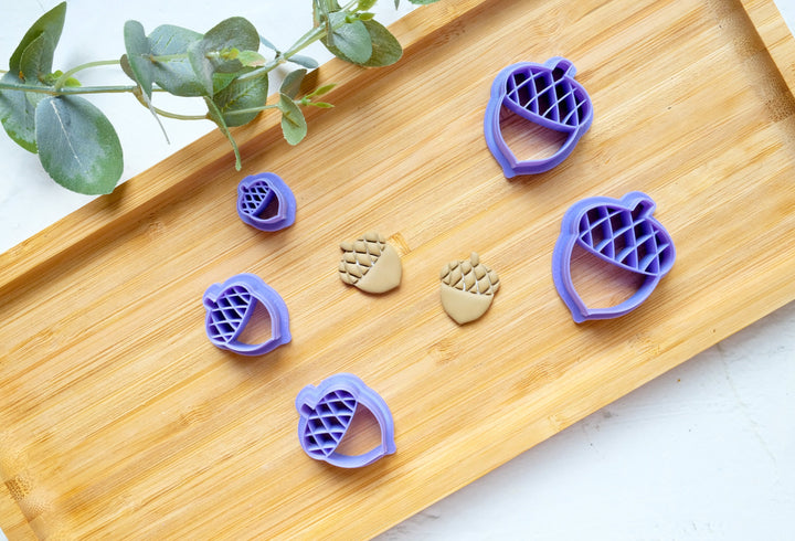 Acorn clay cutter cutter, Autumn polymer clay cutter, Fall Polymer Clay Cutter, Scallop clay cutter, Nature Earring cutter