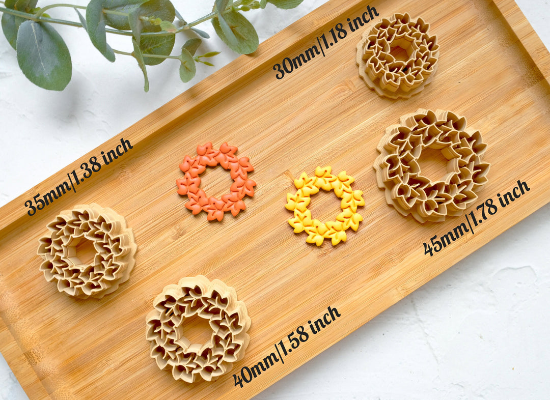 Maple Wreath Clay cutter, Fall Wreath Clay Cutter, Maple earrings, Scallop Fall Wreath clay cutter