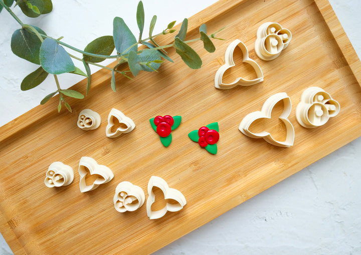 Christmas Leaf Polymer Clay Cutter, Cranberry Polymer Clay Cutter, Christmas earrings, Holly Leaf clay cutter, Jewellery making tool