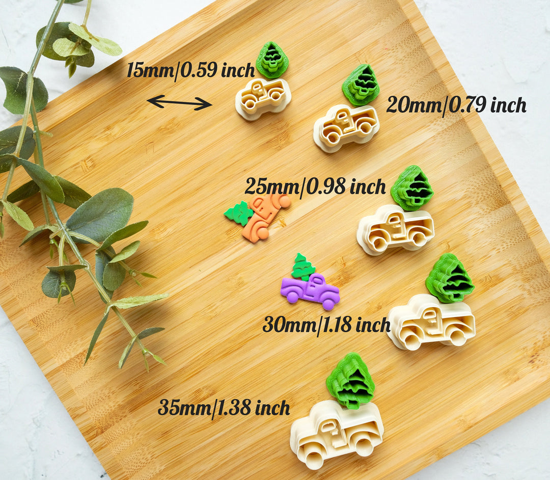 Christmas Truck with Tree Polymer Clay Cutter, Van Polymer Clay Cutter, Christmas earrings, Christmas Truck Clay earrings