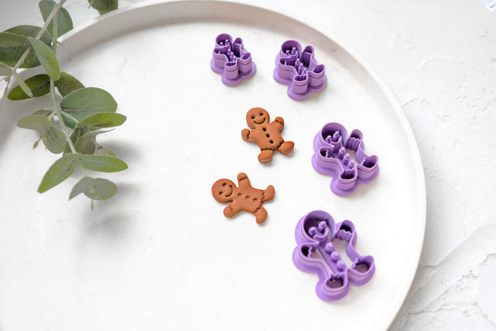 Christmas Gingerbread man clay cutter (B), Ginger Boy Embossed cutter, Christmas earrings, Scallop Ginger clay cutter