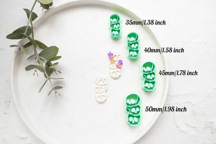 Skull Polymer Clay Cutter, Triple Skeleton Halloween Clay cutter, Halloween cutter,Skeleton earrings, Earring making tools