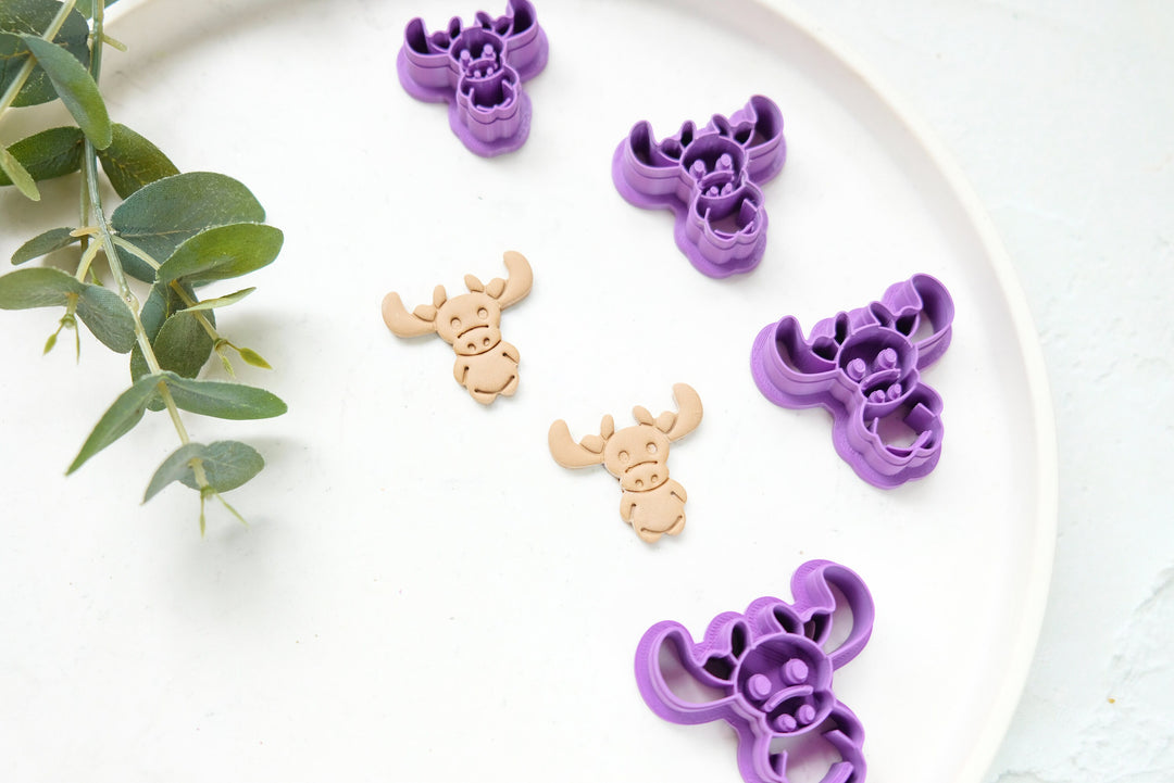 Little Christmas Deer Clay cutter, Christmas Baby Reindeer Embossed cutter, Christmas earrings, Scallop Christmas deer clay cutter