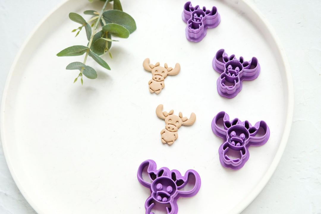 Little Christmas Deer Clay cutter, Christmas Baby Reindeer Embossed cutter, Christmas earrings, Scallop Christmas deer clay cutter