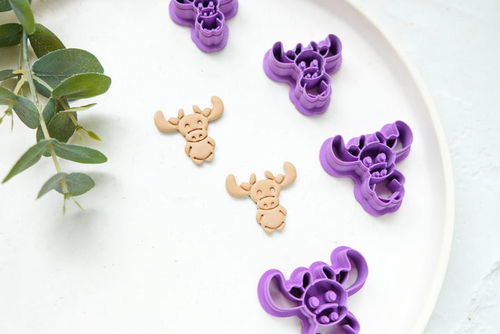 Little Christmas Deer Clay cutter, Christmas Baby Reindeer Embossed cutter, Christmas earrings, Scallop Christmas deer clay cutter