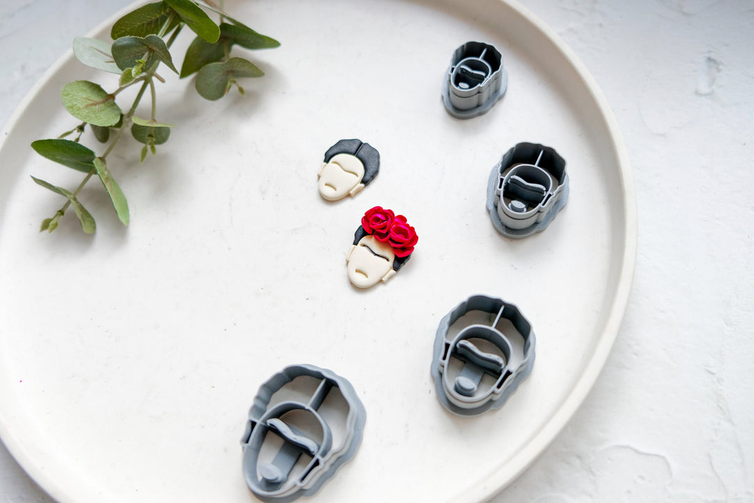 Frida Kahlo Polymer Clay Cutter Set – Face Cutter for Clay Earrings, Boho Portrait Earring Making Tool