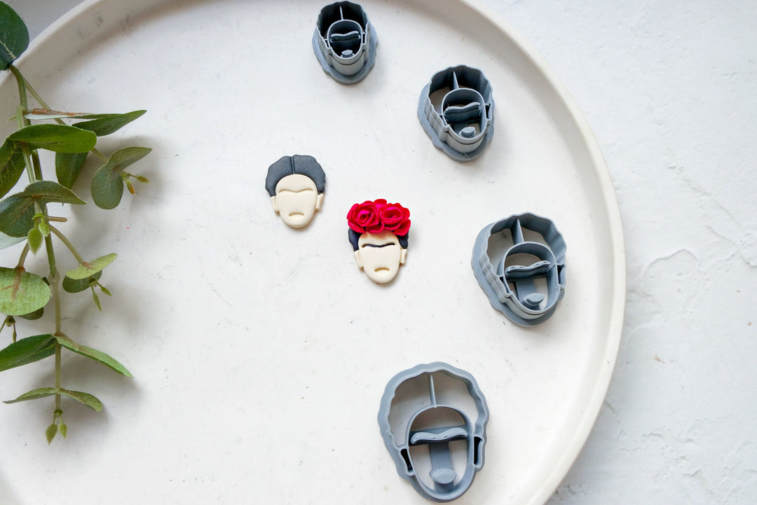 Frida Kahlo Polymer Clay Cutter Set – Face Cutter for Clay Earrings, Boho Portrait Earring Making Tool