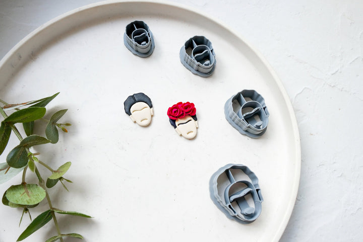 Frida Kahlo Polymer Clay Cutter Set – Face Cutter for Clay Earrings, Boho Portrait Earring Making Tool