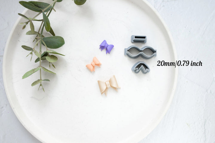 Bow Template 3pc set (A) Polymer Clay Cutter, DIY Bow Polymer Clay Cutter, Christmas earrings, Scallop Christmas Bow clay cutter