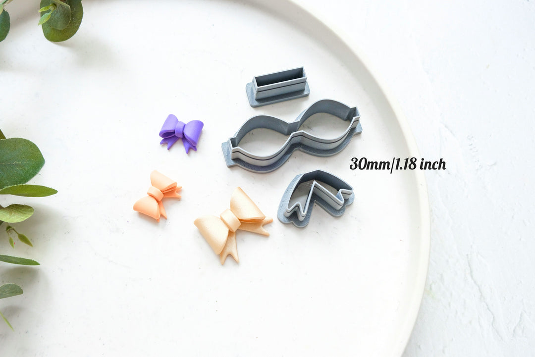 Bow Template 3pc set (A) Polymer Clay Cutter, DIY Bow Polymer Clay Cutter, Christmas earrings, Scallop Christmas Bow clay cutter