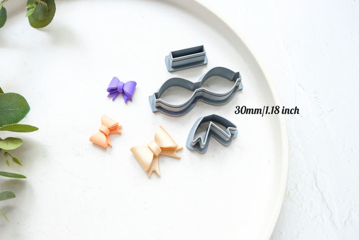 Bow Template 3pc set (A) Polymer Clay Cutter, DIY Bow Polymer Clay Cutter, Christmas earrings, Scallop Christmas Bow clay cutter