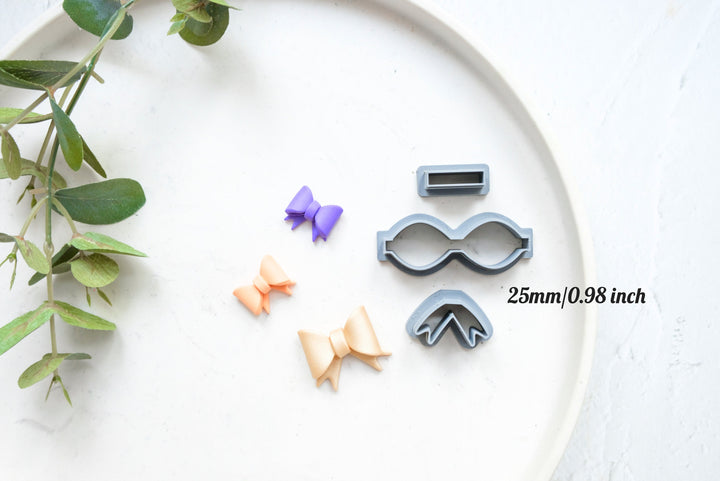 Bow Template 3pc set (A) Polymer Clay Cutter, DIY Bow Polymer Clay Cutter, Christmas earrings, Scallop Christmas Bow clay cutter