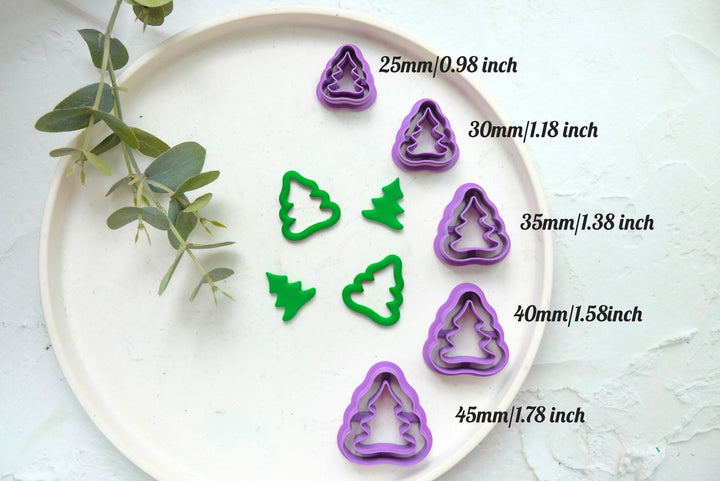 Christmas Tree Outline Clay Cutter, Christmas Tree Embossed cutter, Christmas earrings, Scallop Christmas tree clay cutter