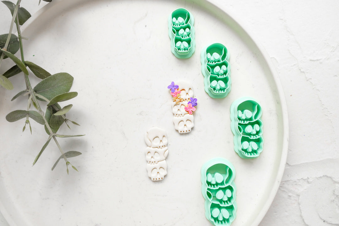 Skull Polymer Clay Cutter, Triple Skeleton Halloween Clay cutter, Halloween cutter,Skeleton earrings, Earring making tools