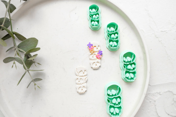 Skull Polymer Clay Cutter, Triple Skeleton Halloween Clay cutter, Halloween cutter,Skeleton earrings, Earring making tools