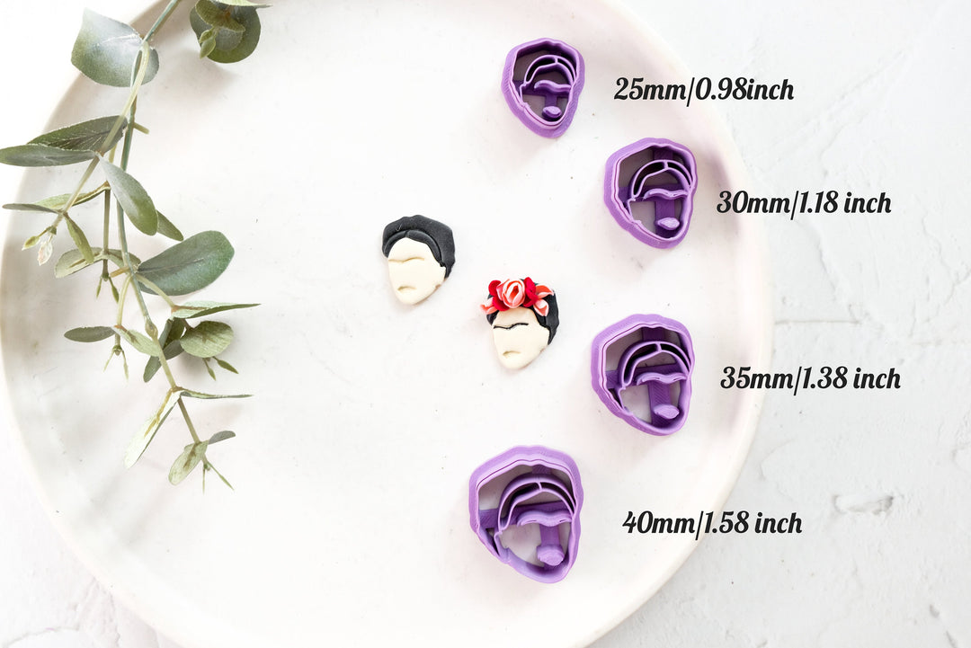 Frida Kahlo (A) Polymer clay Cutter, Frida Polymer clay earrings, Frida earring making tools, Frida Clay earrings